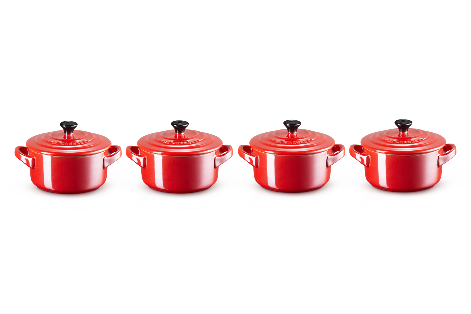 Le Creuset 4er-Set Mini Cocottes Metallics Kirschrot aus Steinzeug