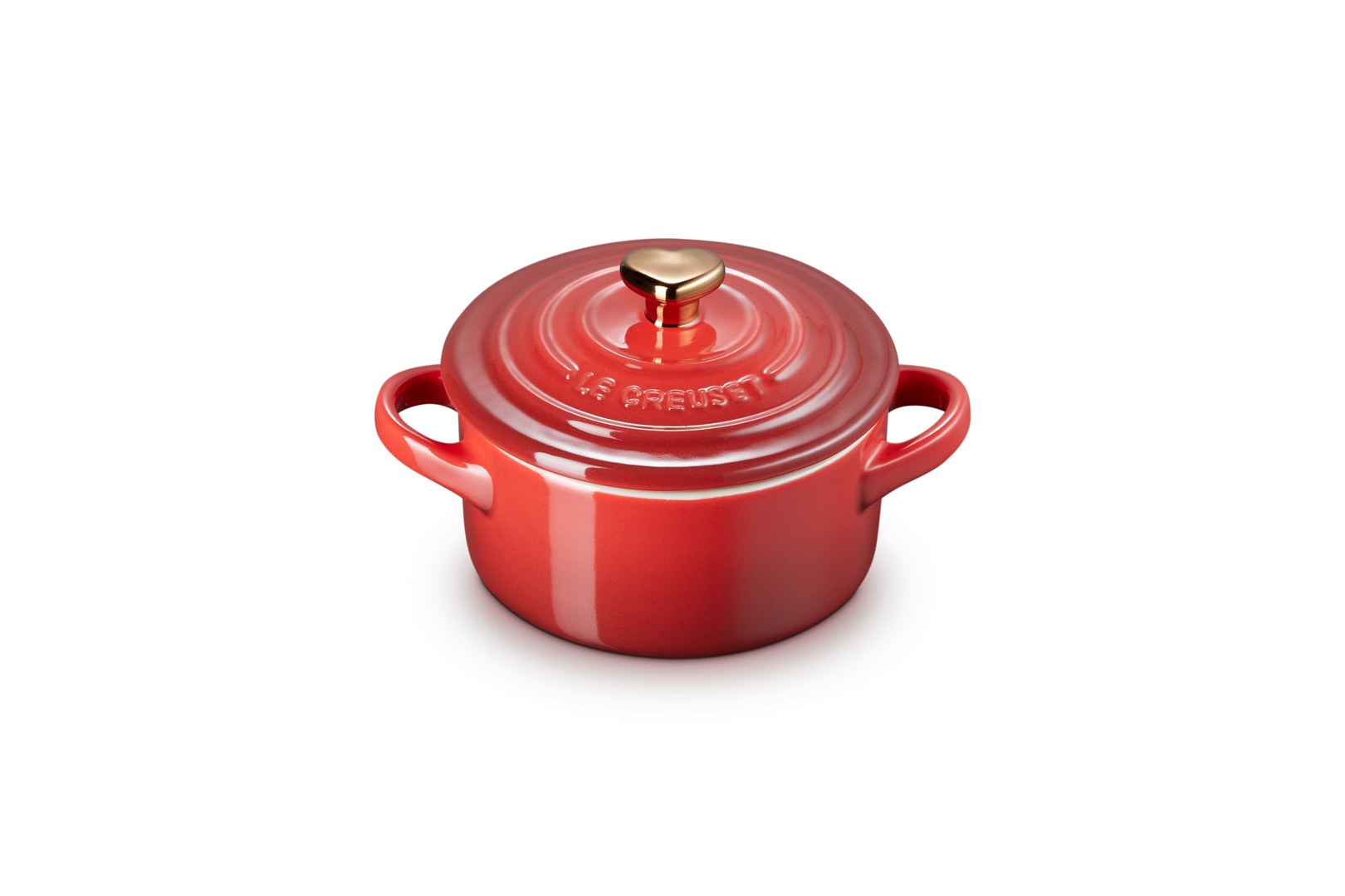 Le Creuset Mini-Cocotte aus Steinzeug mit goldenem Herzknauf