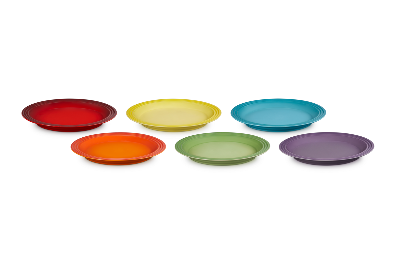 Le Creuset 6er-Set Speiseteller Regenbogen aus Steinzeug