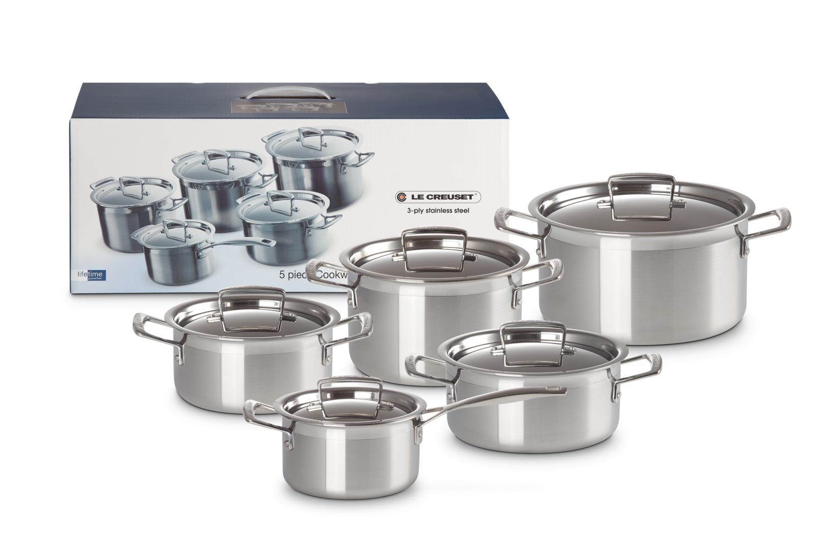 Le Creuset 5-teiliges Topfset aus 3-ply Edelstahl