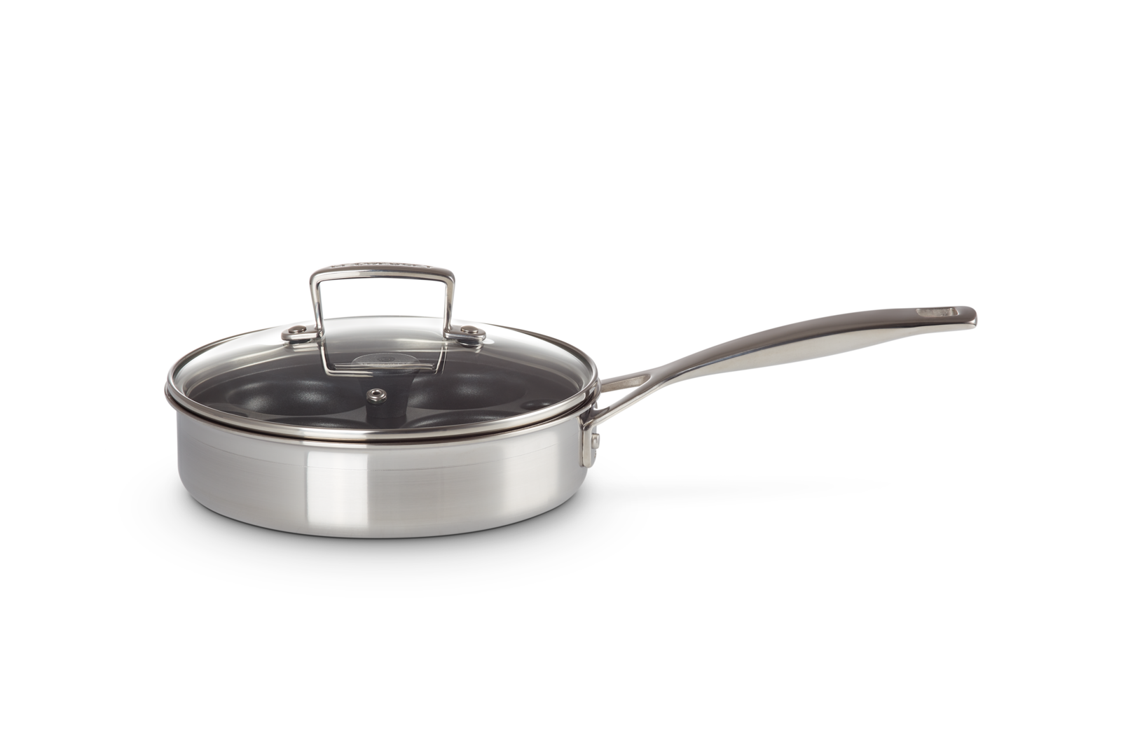 Le Creuset Unbeschichtete Sautépfanne mit Pochiereinsatz aus 3-ply Edelstahl